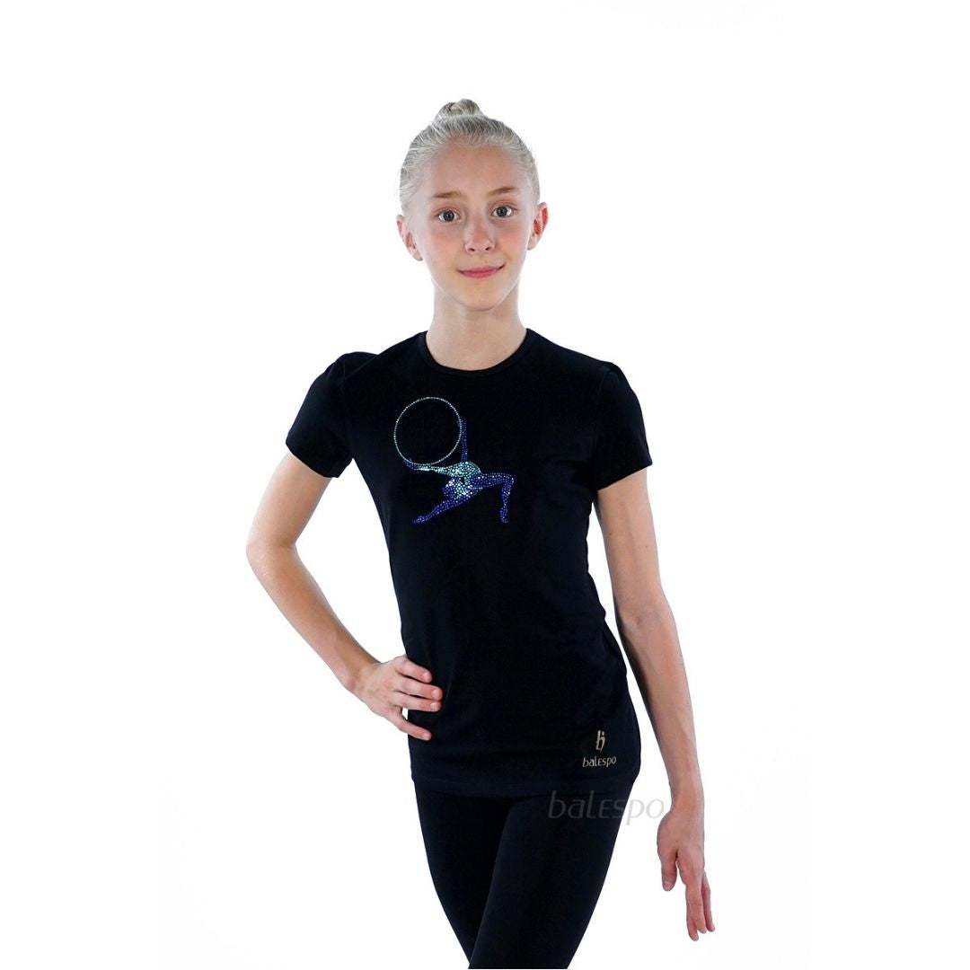 Camiseta de gimnasia con cristales