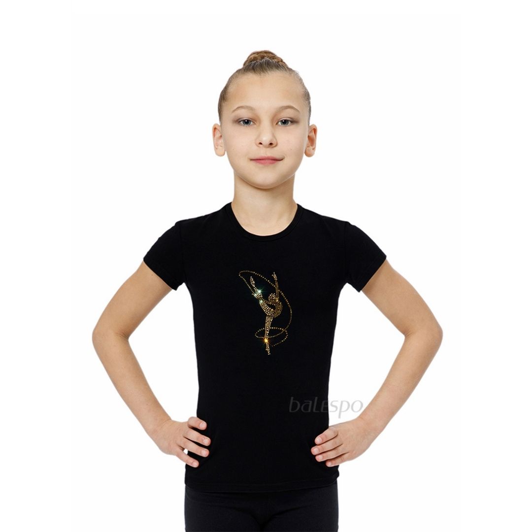 Camiseta de gimnasia con cristales