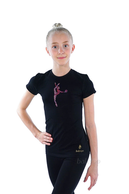 Camiseta de gimnasia con cristales
