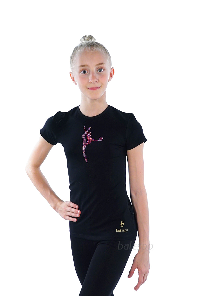 Camiseta de gimnasia con cristales