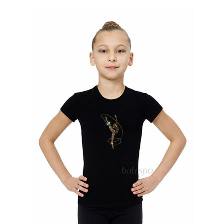 Camiseta de gimnasia con cristales