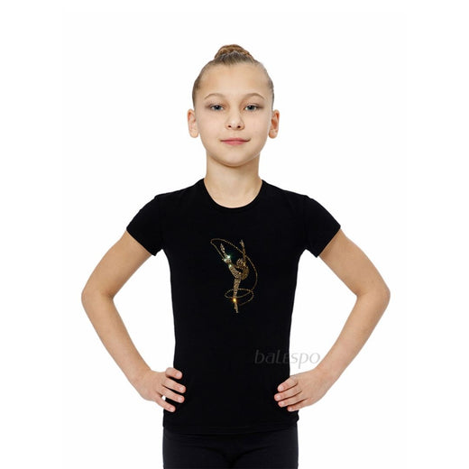 Camiseta de gimnasia con cristales