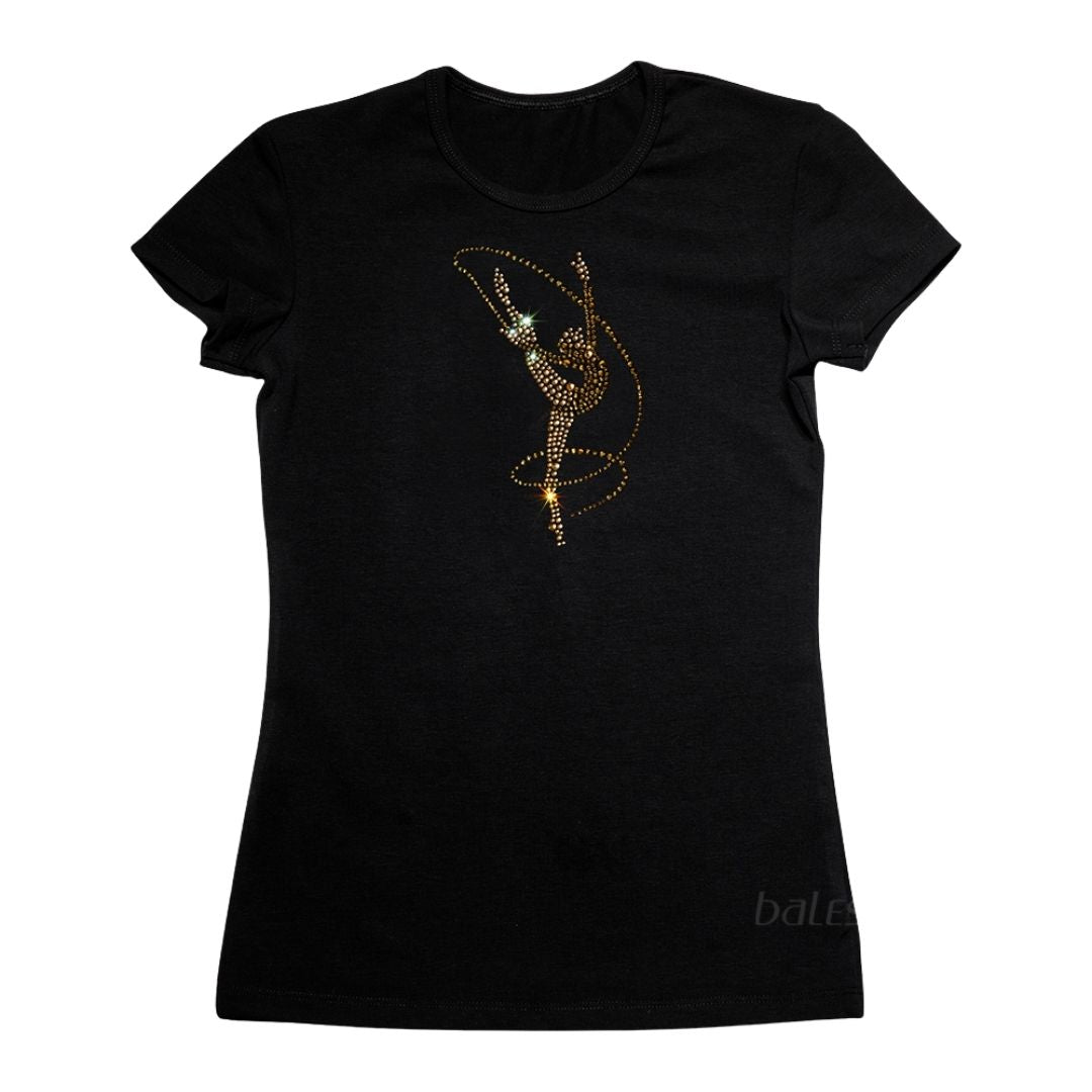 Camiseta de gimnasia con cristales
